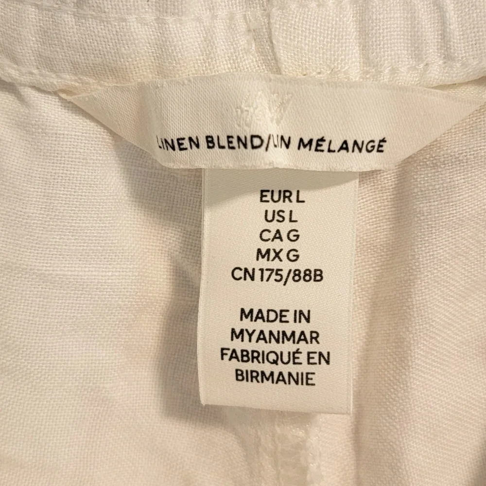 L Linen Blend H&M Cropped Wide Leg Pull On Beach Resort Vacation Cruise Summer